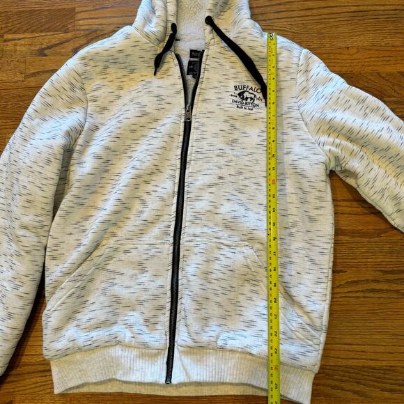 Buffalo David Bitton Francel Men's XL Sherpa Lined Zip Up Sweater White Black - Picture 5 of 15